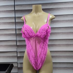Nwot. Pink Lace Lingerie Bodysuit Victoria's